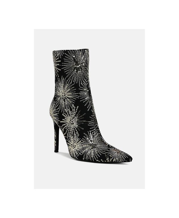 ロンドンラグ レディース シューズ ブーツ・レインブーツ スパンコール London Rag Womens Oleander Sequin Embellished Stiletto Boots Bla
