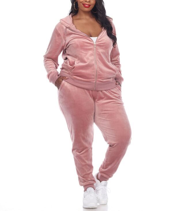 ホワイトマーク レディース アンダーウェア ナイトウェア プラスサイズ トラックスーツ White Mark Plusize Velour Tracksuit Loungewear 2pc Set P