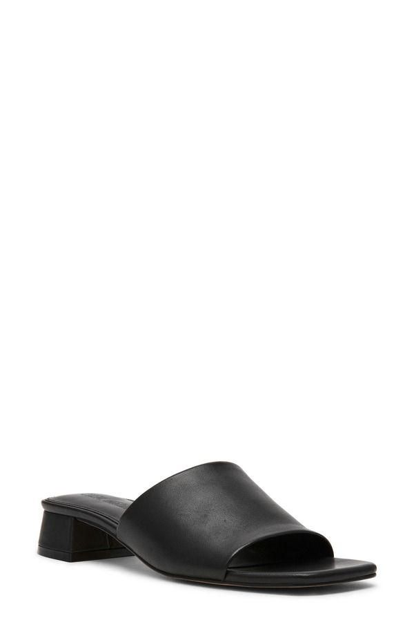 スティーブ マデン レディース シューズ サンダル ヒール Steve Madden Montgomery Block Heel Sandal Black Leather ブラック