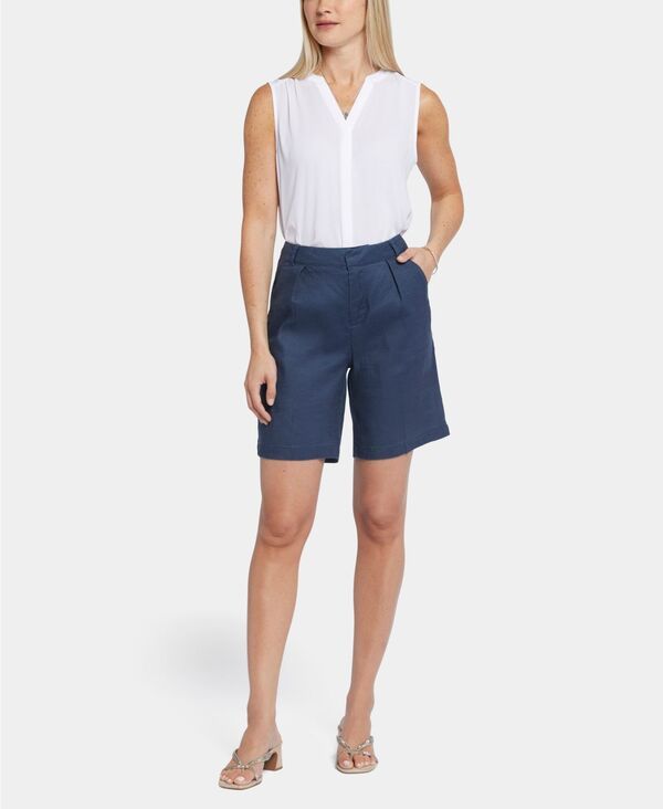 エヌワイディージェイ レディース ボトムス ハーフパンツ・ショーツ NYDJ Womens Relaxed Zip Fly and ButtonFront Short Oxford Navy ネイビー