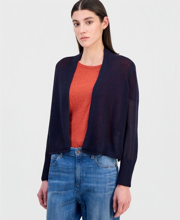 エイリーンフィッシャー レディース アウター ニット・セーター カーディガン クロップド Eileen Fisher Womens Cropped OpenFront Cardigan Ink