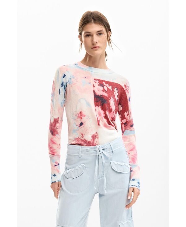 デジグアル レディース アウター ニット・セーター Desigual Womens Fine knit collage sweater Pink ピンク