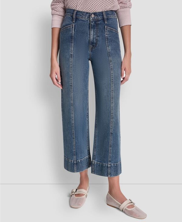 ダナキャランニューヨーク レディース ボトムス デニムパンツ ワイドレッグ クロップド DKNY Jeans Womens High Rise Cropped Wide Leg Utility Jea