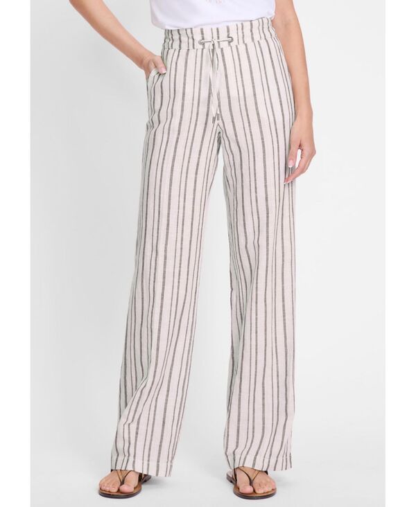 オルセン レディース ボトムス カジュアルパンツ コットン リネン Olsen Womens Cotton Linen Striped Pant Canvas beige ベージュ