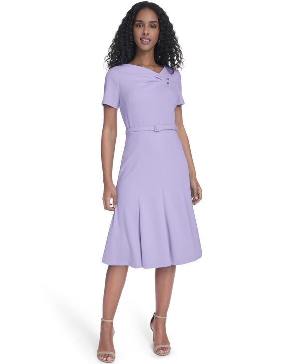 カルバンクライン レディース トップス ワンピース ミディ Calvin Klein Womensquare Neck Midi Dress Opal