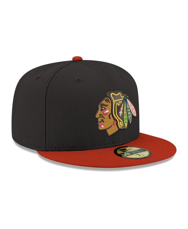 ニューエラ メンズ アクセサリー 帽子 ロゴ New Era Mens Black Chicago Blackhawks Core Logo TwoTone 59FIFTY Fitted Hat Bl