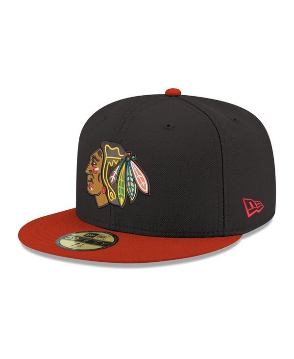 ニューエラ メンズ アクセサリー 帽子 ロゴ New Era Mens Black Chicago Blackhawks Core Logo TwoTone 59FIFTY Fitted Hat Bl