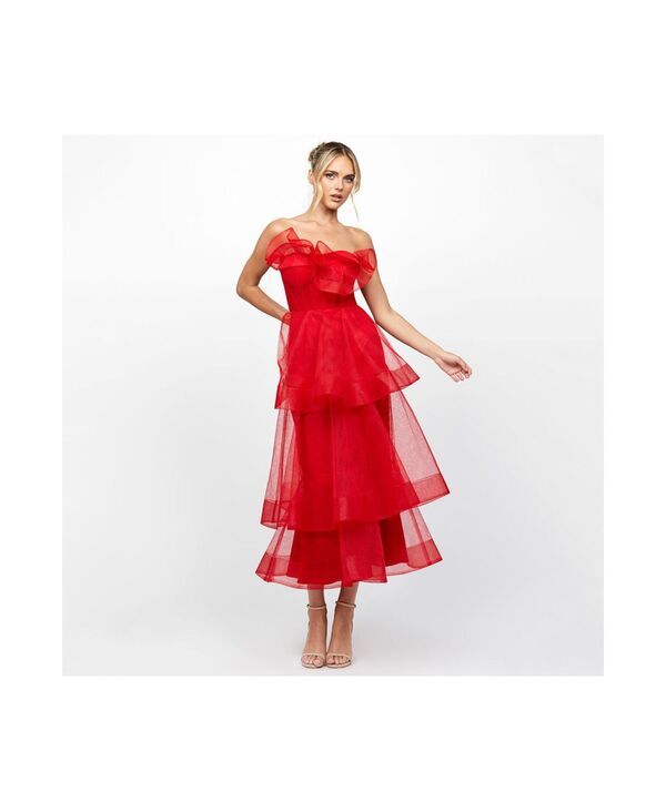 バリアーノ レディース トップス ワンピース ティアード フリル ミディ BARIANO Womens Mae Tiered Ruffle Midi Red レッド