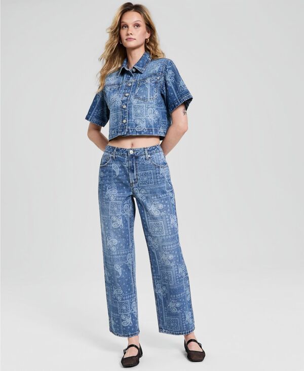 アンドノウディス レディース ボトムス デニムパンツ プチ ジーンズ And Now This Petite HighRise WideLeg Bandana Jeans Bandana Print