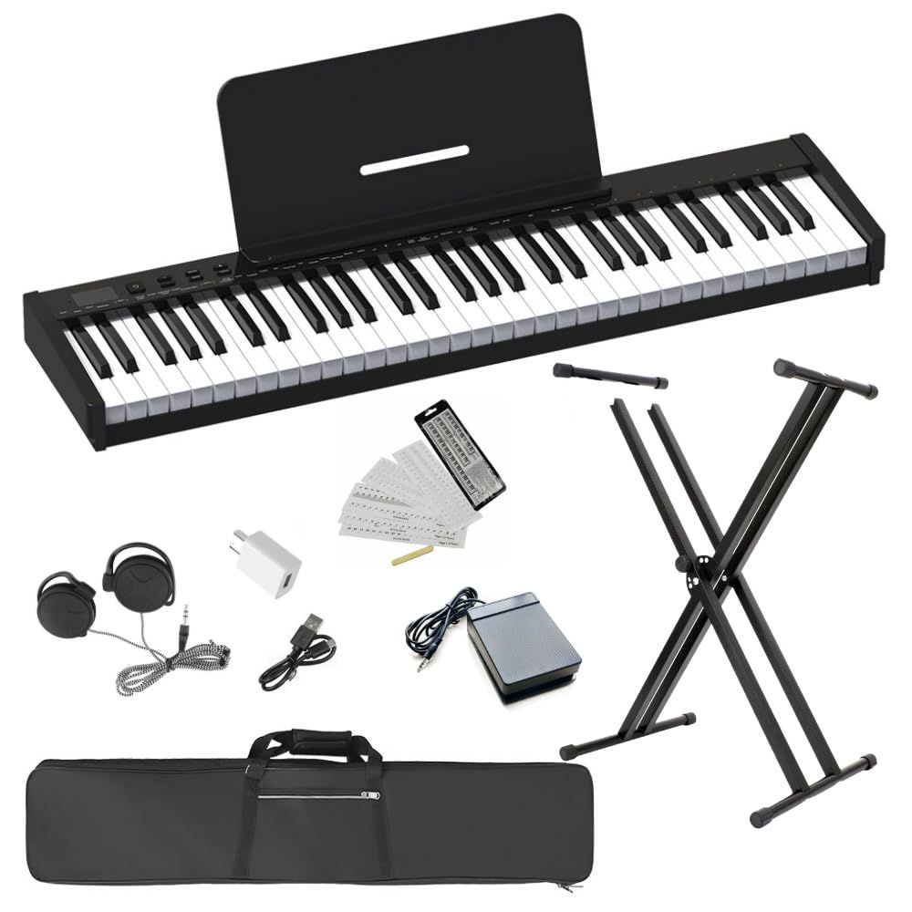 【新品】【ピアノスタンドセット】電子ピアノ 61鍵盤 10?ストローク 超小型 持ち運び便利 初心者 練習にピッタリ バッテリー内蔵 長時間利用可 スタンド付き ペダル付き 収納バッグ付き MIDI対応 譜面台 鍵盤シール イヤホン (黒セッ 0aa99b3b 【新品】【ピアノスタンドセット】電子ピアノ 61鍵盤 10?ストローク 超小型 持ち運び便利 初心者 練習にピッタリ バッテリー内蔵 長時間利用可 スタンド付き ペダル付き 収納バッグ付き MIDI対応 譜面台 鍵盤シール イヤホン (黒セッ 0aa99b3b