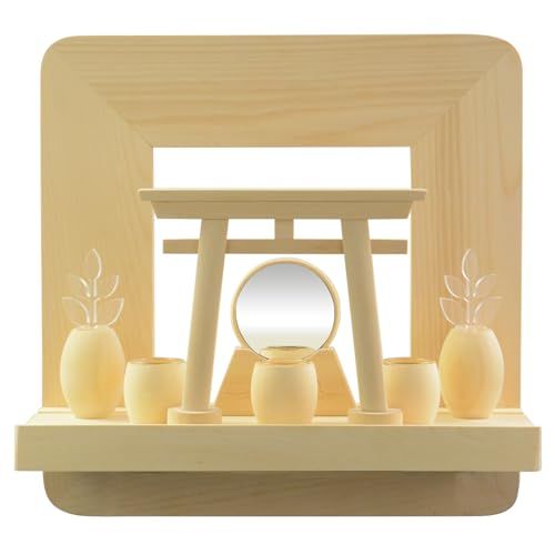 【新品】仏縁堂ブランド：神棚【神具付きモダン神棚 香る桧製・壁掛け専用：天宮（あまのみや）祠セット・御神鏡セット】神道 神様 神札 お札 木札 札入れ 神具 インテリア神棚 現代調神棚 (天宮・御神鏡セット) 82f16597