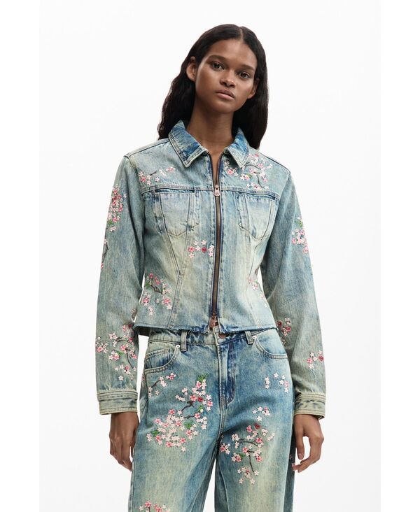 デジグアル レディース アウター ジャケット・ブルゾン 刺繍 デニム Desigual Womens Embroideredenim jacket Blue ブルー
