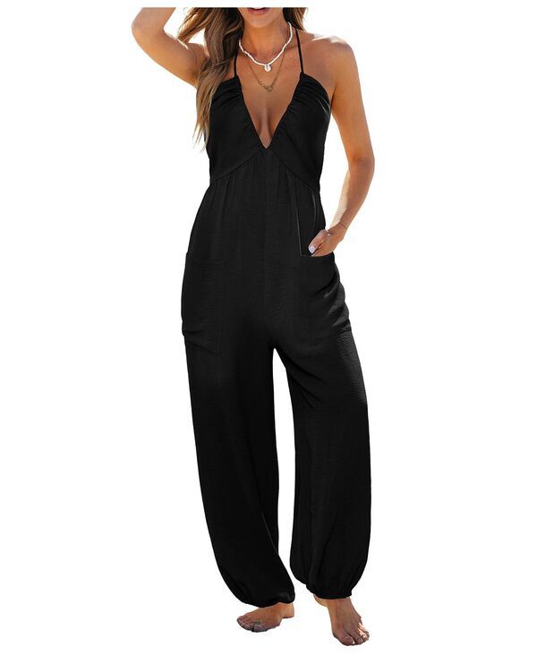 カップシー レディース トップス ジャンプスーツ Vネック Cupshe Womens VNeck Zipper Closure Unlined Jumpsuit Black ブラック