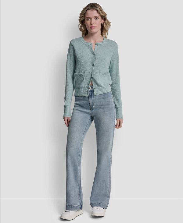 ダナキャランニューヨーク レディース アウター ニット・セーター クルーネック カーディガン DKNY Jeans Womens Crewneck FrontEnamel Button Cardiga