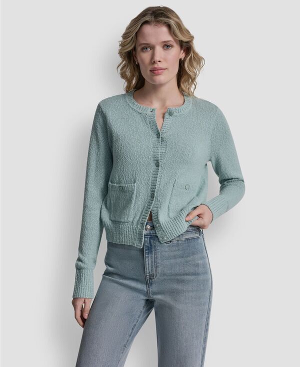 ダナキャランニューヨーク レディース アウター ニット・セーター クルーネック カーディガン DKNY Jeans Womens Crewneck FrontEnamel Button Cardiga