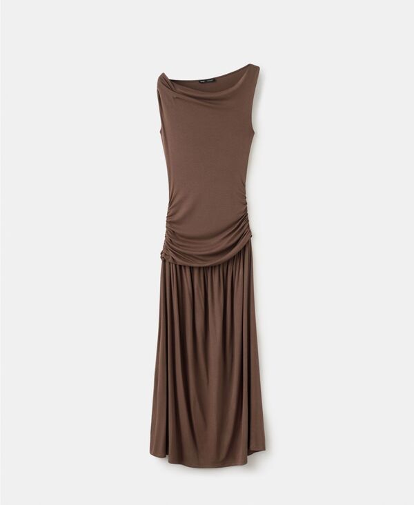 マンゴ レディース トップス ワンピース アシンメトリー MANGO Womens Gathered Body Asymmetrical Dress Brown ブラウン