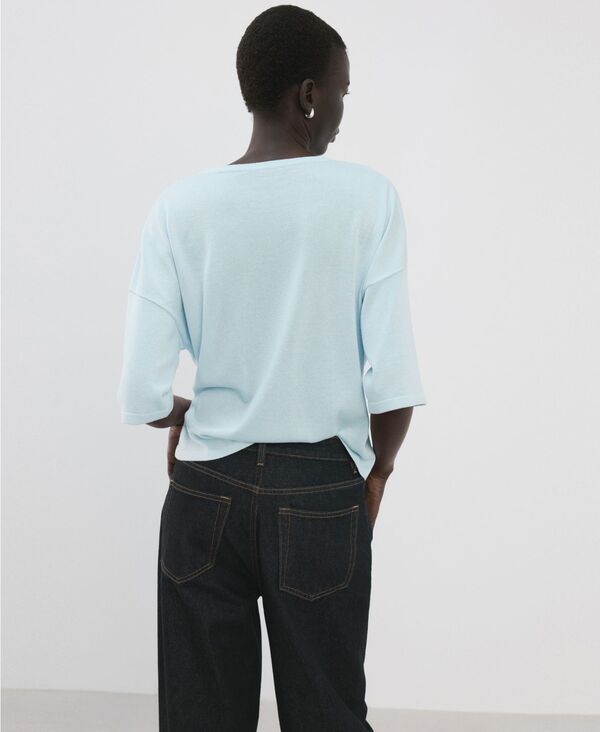 マンゴ レディース アウター ニット・セーター MANGO Womens Bow Knit Sweater Sky Blue ブルー