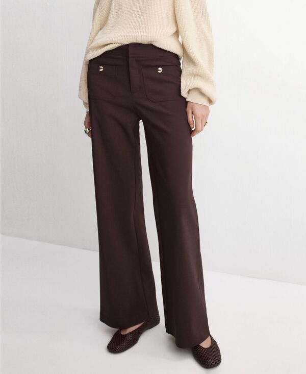 マンゴ レディース ボトムス カジュアルパンツ MANGO Womens Jewel Buttonstraight Pants Wine ワイン