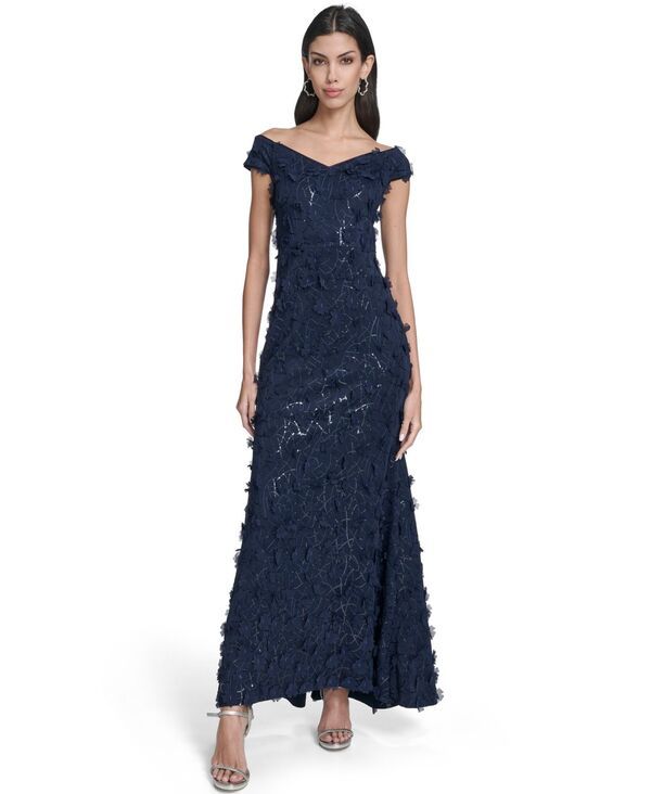 エリザジェイ レディース トップス ワンピース Eliza J Womens OffTheShoulder Ball Gownavy ネイビー
