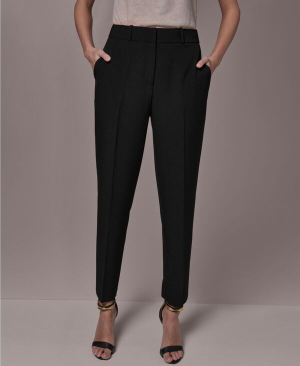 ダナ キャラン ニューヨーク レディース ボトムス カジュアルパンツ Donna Karanew York Womens Flat Front Straight Pants Black ブラック