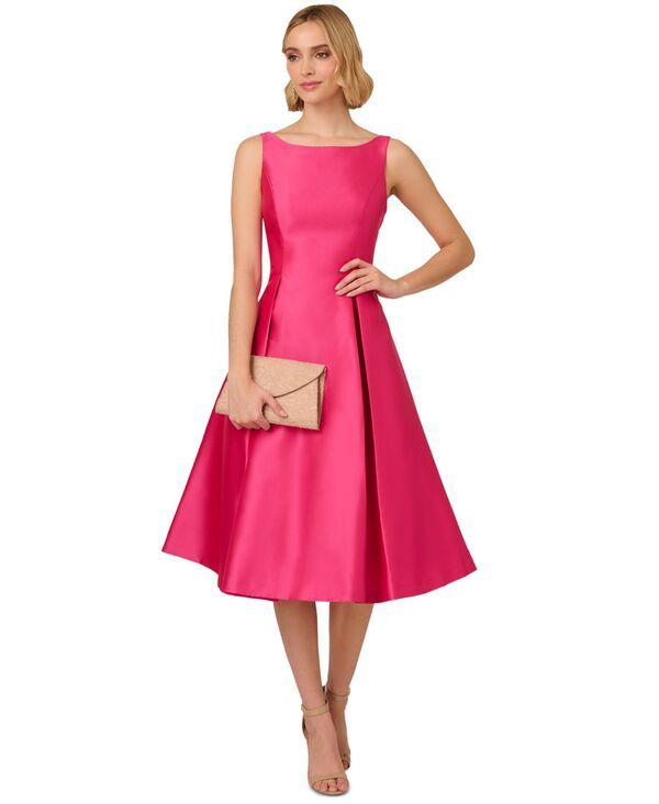 アドリアナ パペル レディース トップス ワンピース ミディ Adrianna Papell Womens BoatNeck Fit Flare Midi Dress Electric Pink ピン