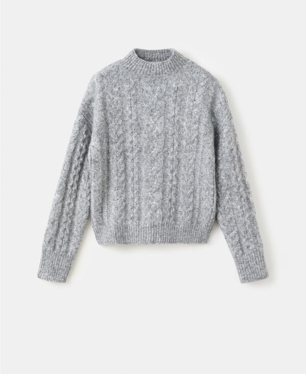 マンゴ レディース アウター ニット・セーター MANGO Womens Perkins Neck Braided Sweater Medium Heather Gray グレー