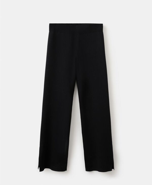 マンゴ レディース ボトムス カジュアルパンツ サイドスリット ニット MANGO Womenside Slit Knit Pants Black ブラック
