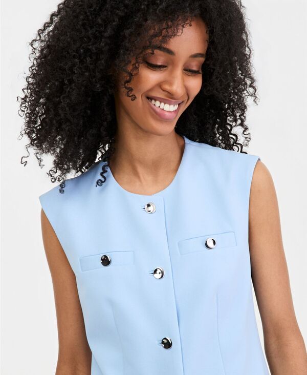 アンクライン レディース トップス ベスト クレープチ Anne Klein Womenstretch Crepe FourButton Tailored Vest Regular Petite La