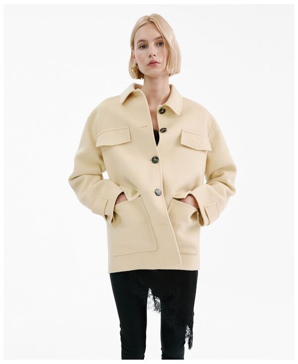 マンゴ レディース アウター ジャケット・ブルゾン ウール MANGO Womens Pockets Wool Jacket Vanilla
