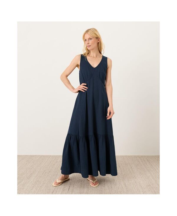 パクト レディース トップス ワンピース コットン Pact Womens Organicotton Coastal Double Gauze Beach To Brunch Dress Navy ネ