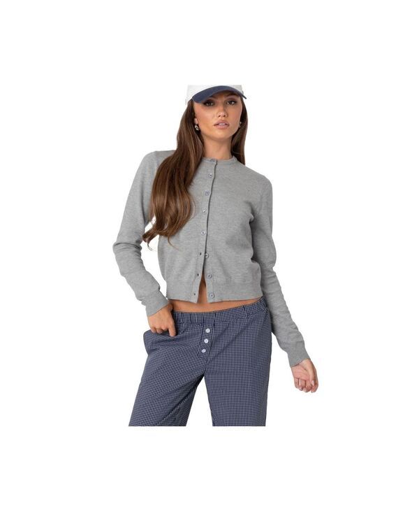 アディクテッド レディース アウター ニット・セーター カーディガン Edikted Womenshlo knitted cardigan Graymelange グレー