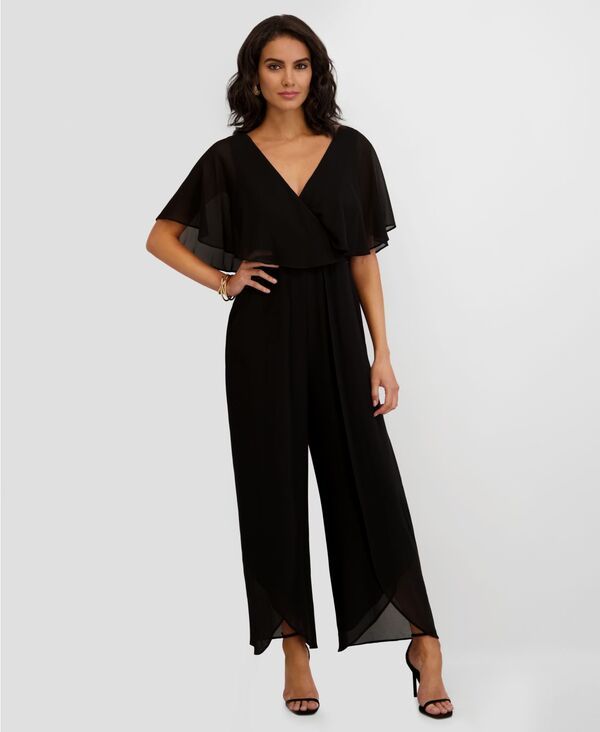 ケンジー レディース ボトムス カジュアルパンツ ジャンプスーツ Kensie Womens FlutterSleeve Jumpsuit Black ブラック