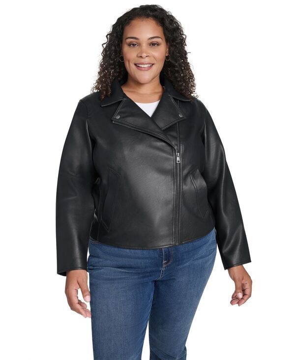 リーバイス レディース アウター ジャケット・ブルゾン アシンメトリー レザー Levis Womens FauxLeather AsymmetricZip Moto Jacket Black ブラッ