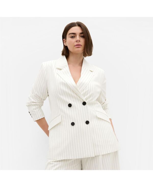 シティーシック レディース アウター ジャケット・ブルゾン ブレザー CITY CHIC Womens Pinstripe Double Breasted Blazer Ivory pinstripe