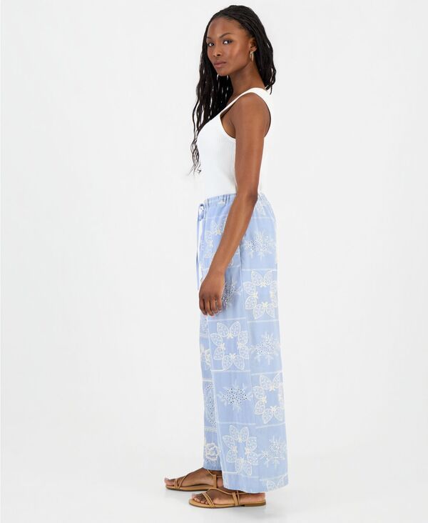 アンドノウディス レディース ボトムス カジュアルパンツ プチ コットン 刺繍 And Now This Petitembroidered Cotton WideLeg Pants Macys Exc アンドノウディス レディース ボトムス カジュアルパンツ プチ コットン 刺繍 And Now This Petitembroidered Cotton WideLeg Pants Macys Exc