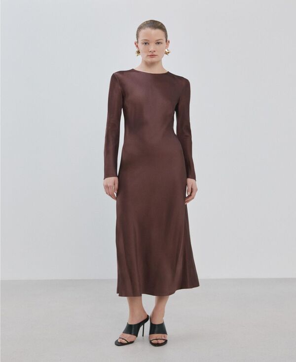 マンゴ レディース トップス ワンピース MANGO Womens Long Flaredress Brown ブラウン