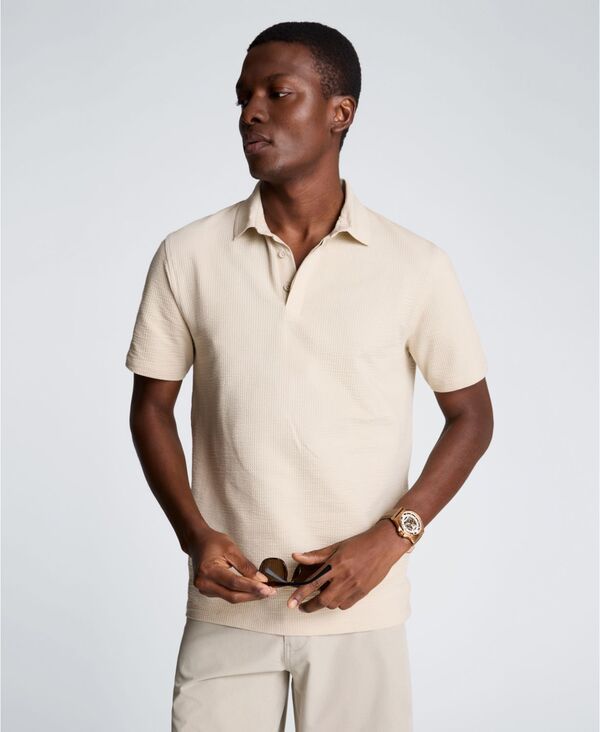 ケネスコール メンズ トップス ポロシャツ Kenneth Cole Menseersucker Polo Collar Polo Shirt Offwhite オフホワイト