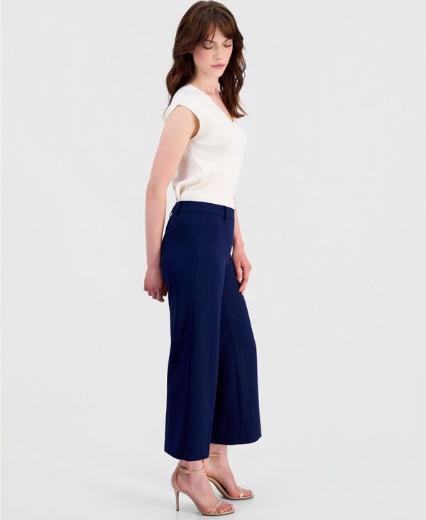 アンクライン レディース ボトムス カジュアルパンツ クレープ クロップド Anne Klein Womenstretch Crepe WideLeg Cropped PullOn Pants Dis