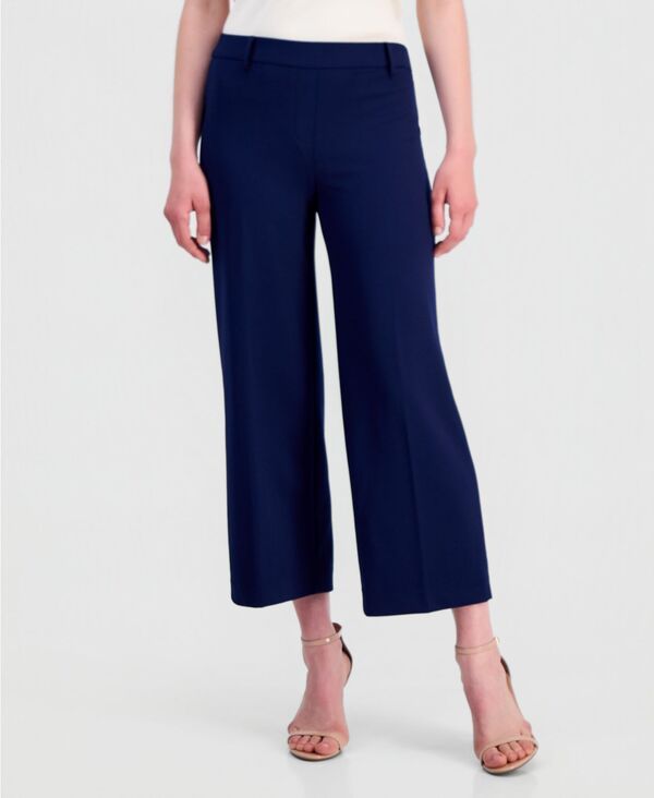アンクライン レディース ボトムス カジュアルパンツ クレープ クロップド Anne Klein Womenstretch Crepe WideLeg Cropped PullOn Pants Dis
