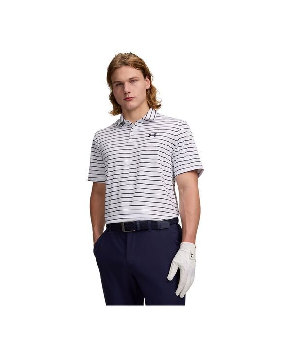 アンダーアーマー メンズ トップス ポロシャツ Under Armour Mens Matchplay Stripe Polo Shirt White ホワイト