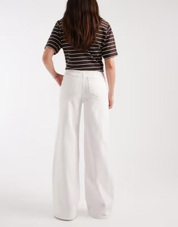 ピーシーズ レディース ボトムス デニムパンツ ワイドレッグ ジーンズ PIECESelma high rise wide leg jeans denim Bright White ホワイト