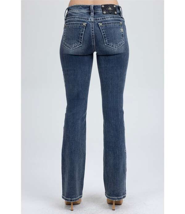 ミスミー レディース ボトムス デニムパンツ ブーツカット フラワー柄 ブーツ ジーンズ フラワー Miss Me Mid Rise Floral Embellished Bootcut Jeans