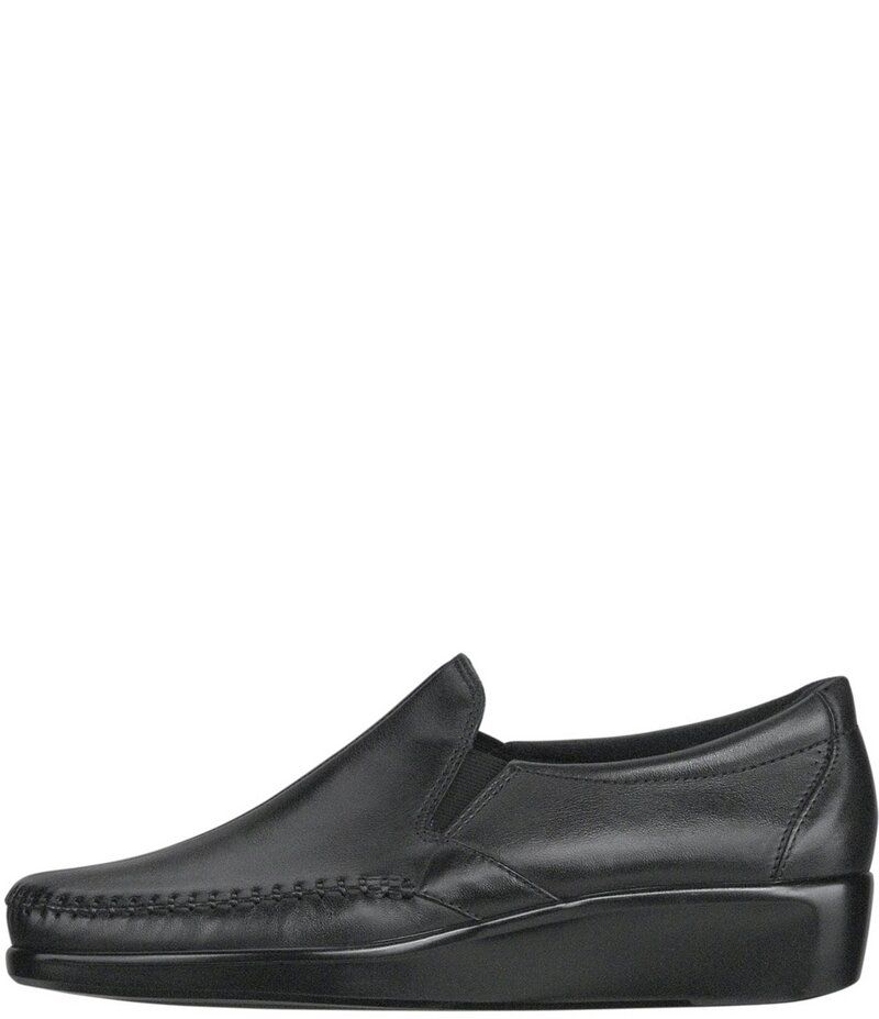 サス レディース シューズ スリッポン・ローファー レザー ローファー SAS Dream Leather Slip On Wedge Loafers Black ブラック