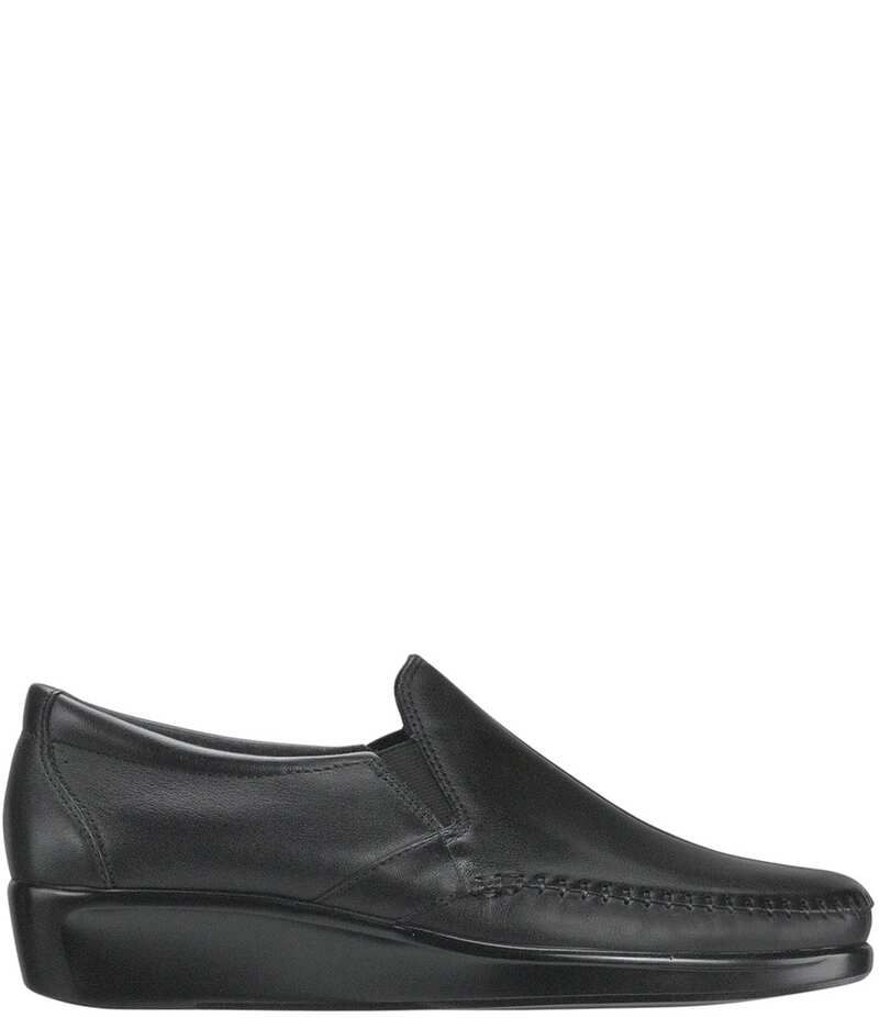 サス レディース シューズ スリッポン・ローファー レザー ローファー SAS Dream Leather Slip On Wedge Loafers Black ブラック
