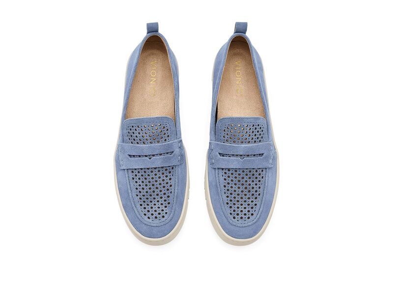 バイオニック レディース シューズ スリッポン・ローファー VIONIC Uptown Perf Pacific Blue Suede ブルー