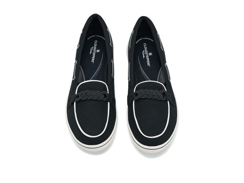 クラークス レディース シューズ スリッポン・ローファー Clarks Breezesky Bay Black Canvas ブラック