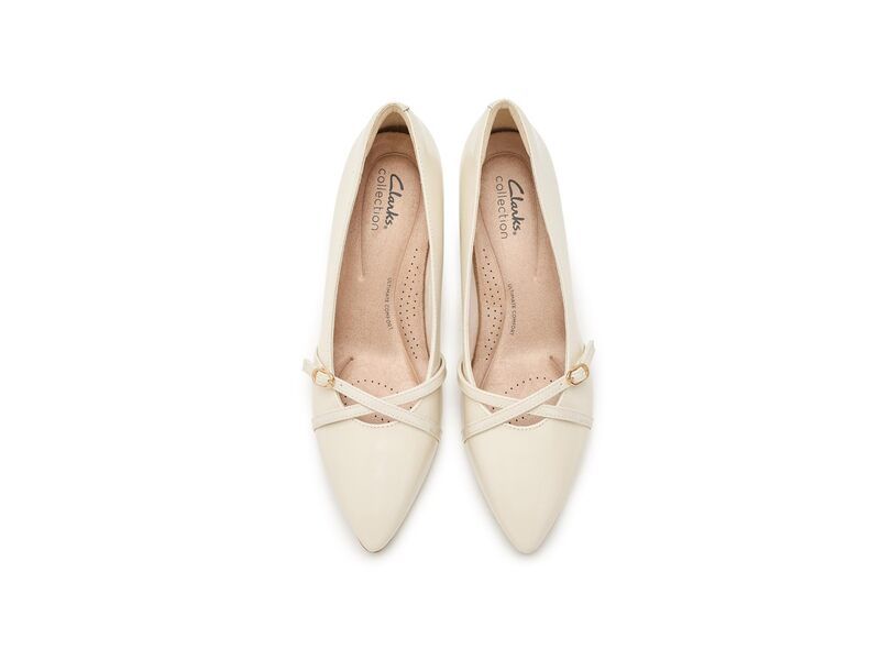クラークス レディース シューズ ヒール Clarks Kepley Star Off White Leather オフホワイト