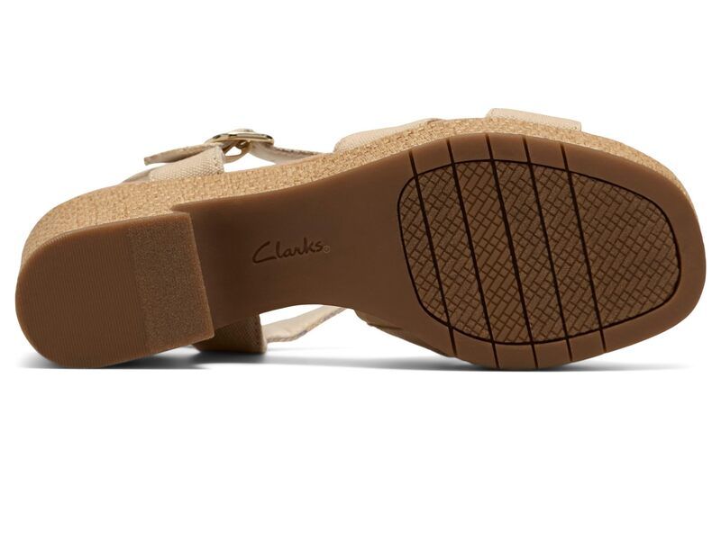 クラークス レディース シューズ ヒール Clarks Nerisa Twist Natural Canvas Textile