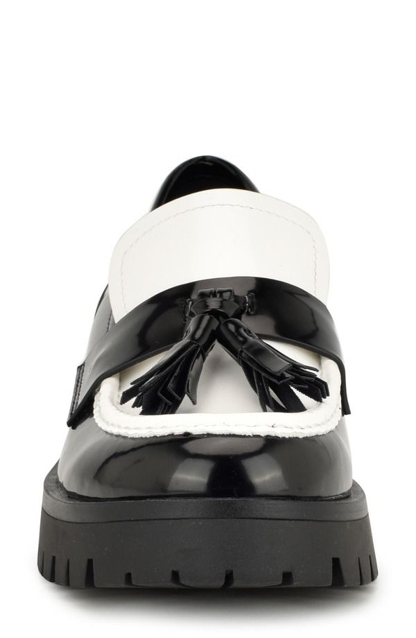 ナインウェスト レディース シューズ スリッポン・ローファー プラットフォーム Nine West Garry Platform Tasseloafer Black White ホワイト ナインウェスト レディース シューズ スリッポン・ローファー プラットフォーム Nine West Garry Platform Tasseloafer Black White ホワイト