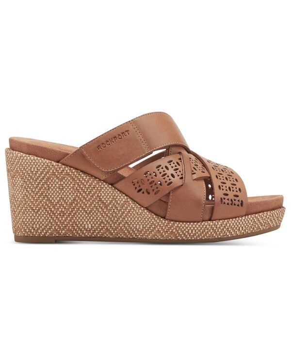 ロックポート レディース シューズ スリッポン・ローファー サンダル Rockport Womens Britta SlipOn Casual Wedge Sandals Dark Cognac